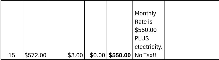 Monthly Rates do NOT Include Electricity